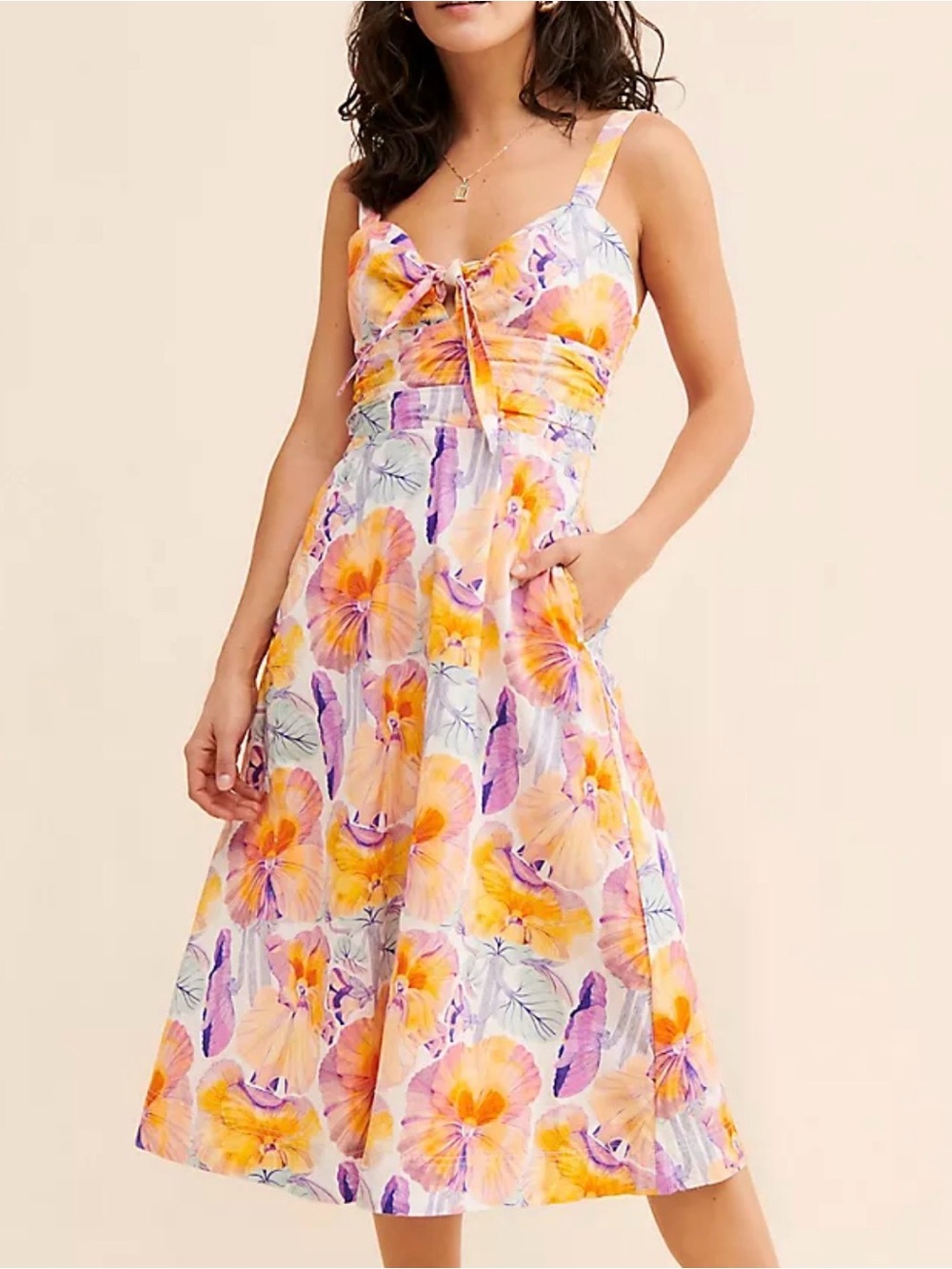 Anthropologie Cecilia Pettersson Tie-Front Midi Dress